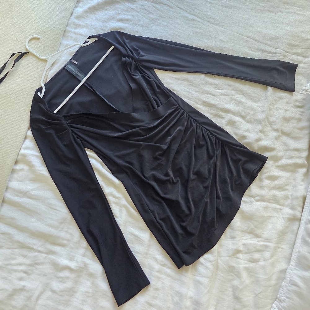 Norma Kamali Black Draped Top